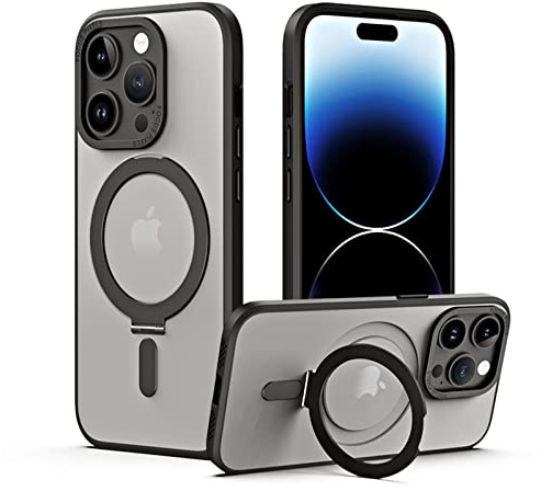 HERCN Matt Magnet Stand für iPhone 11 Pro Hülle Magsafe und Unsichtbarem Ständer Hülle Anti-Fingerprint Stoßfest Schutzhülle Dünn Handyhülle für iPhone 11 Pro case silikon, Schwarz