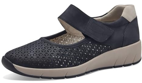 Jana Damen Halbschuhe mit Klettverschluss Vegan, Blau (Navy), 40 EU
