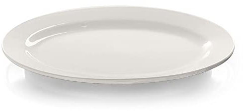 Forgast Modermo Prima Assiette ovale en porcelaine | Porcelaine de haute qualité avec alumine ajoutée | Diamètre 35 cm | Assiette de service élégante avec bord surélevé | Lavable au lave-vaisselle