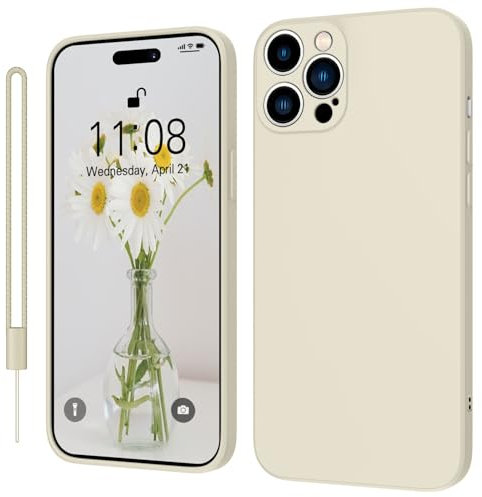 KKPIT iPhone 14 Pro Max Case Silicone 6.7 Inch, Ultra Slim Soft Gel Anti-Scratch,Microfiber Lining,Rubber Shockproof Case Cover iPhone 14 Pro Max,Vintage White