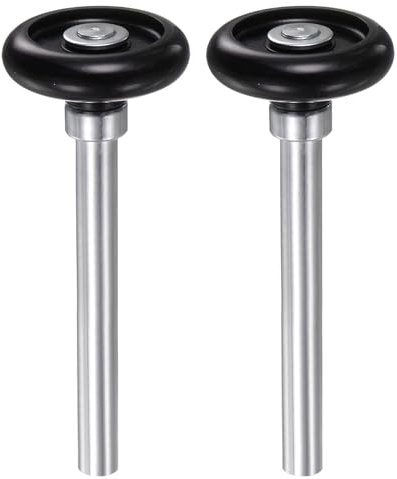 QUARKZMAN 2pcs 1.8 Roulettes de porte de garage en nylon pour rail de garage de 2, roulettes standard de 4.25 de tige, noir