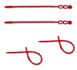 MASHPAPER 100er Pack Wiederverwendbare Rote Kabelbinder - 120mm Blitzbinder Rasterschlaufen, Robust & Vielseitig