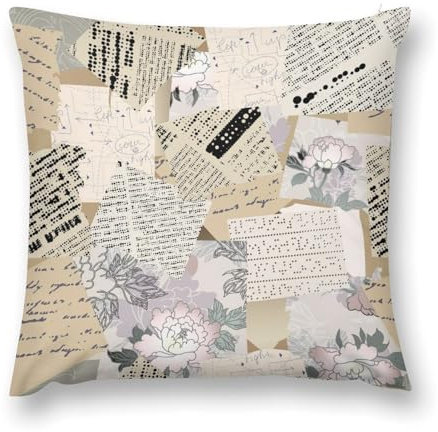 ORENZ Plüsch-Kissenbezug Weinlese-Zeitung Überwurf-Kissenbezug Kissenbezüge Kissenbezüge Für Sofa-Couch-Bett-Dekor 45 x 45 cm