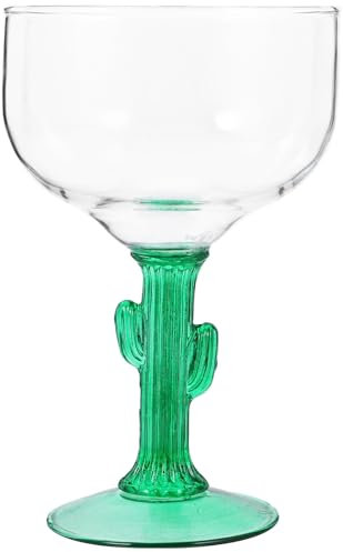 Amosfun Margarita Glasses Cactus Cocktail Glasses Cactus Shaped Wine Goblet Funny Glass Drinking Cup Unique Plant Themed Glasses for Party Pub Bar 400ML (Transparent)