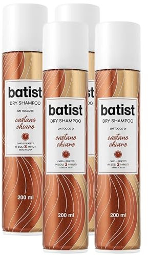 Shampoo Secco, Colore Castano Chiaro, Capelli Perfetti In Soli 3 Minuti Senz'Acqua 200 ml (4 Unità)
