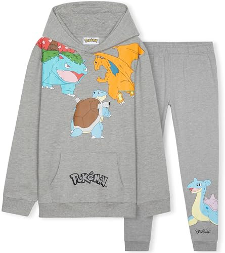 Pokemon Jungen Trainingsanzug Set, bequemer Jogginganzug mit Pullover & Hose (Grau, 5–6 Jahre)