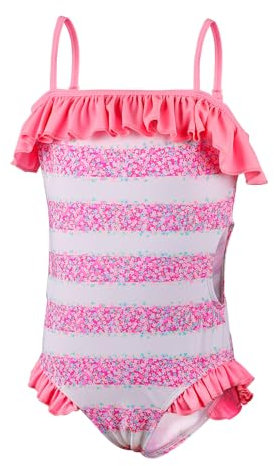 TIZAX Einteiliger Badeanzug für Mädchen UPF 50+ Kinder Schwimmanzug Schnell Trocknend Bademode Sommerurlaub Strandbekleidung für Kinder Rosa 9-10 Jahre 134-140