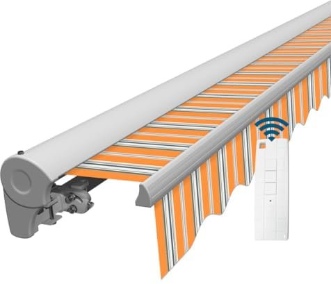 Eclipse Kassettenmarkise Halbkassette Gelenkarm Sonnenschutz Markise Sonnenmarkise Balkonmarkise manuell Standard' 4x3m Stoff 280g/m² Polyester (PE) UV-Schutz 50+, Markisentuchfarbe: Sommerbrise