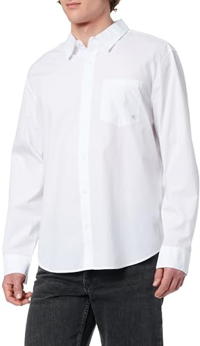 Calvin Klein Herren Hemd Poplin Classic aus Baumwolle, Weiß (Brilliant White), XXL