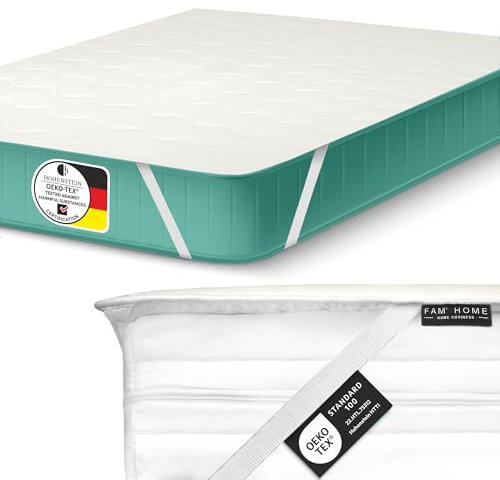 FAM'HOME Premium Matratzenschoner 90x200 cm mit hypoallergenem Soft Microfiber Bezug, atmungsaktive Matratzenauflage 90 x 200cm mit 4 elastischen Eckgurten, weißer hygienischer Matratzen Topper
