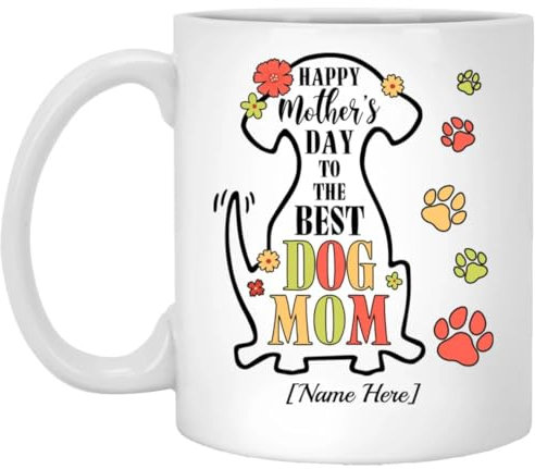 kisoyo Tasse à café humoristique en céramique « Happy Mother's Day to The Best Dog Mom » - 325 ml