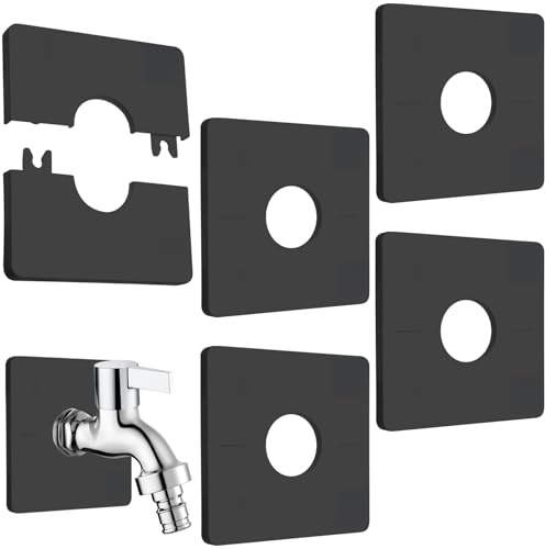 5 Pcs Escutcheon Plate Wall Split Flange 28mm/1.1inch Split Flange Toilet Pipe Flange Cover Pipe Cover Black ABS Plumbing Wall Cover Plates Square Self Adhesive Wall-mounted Kitchen Water Pipe Cover