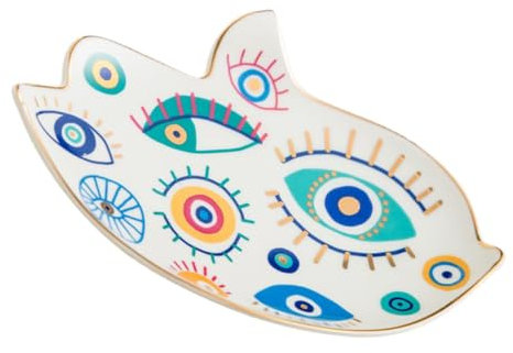 GREENADSCAPE Plato Decorativo Para Joyas Cerámica Diseño De Pájaro Organizador De Accesorios De Escritorio Para Anillos y Pendientes Para Cumpleaños y Aniversarios