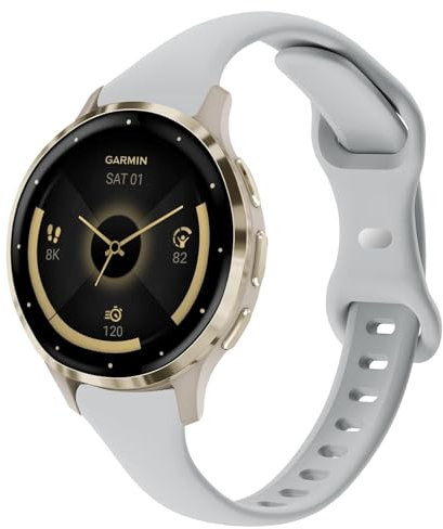 TUCOMO Schlanke Silikon Armband kompatibel mit Garmin Venu 3S / Vivoactive 4S / Venu 2S / Vivomove 3S, 18mm Dünne Weiche Schmale Sport Ersatzarmbänder für Garmin Forerunner 255s/265S