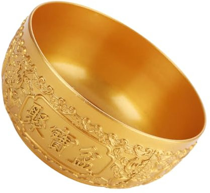 IMIKEYAus Messing Goldene Schale Glücksschüssel Feng Shui Reichtum Schüssel Schatzschale Goldene Opferschale Weihwasserschale Schüssel Feng Shui Geldschale Schatzbecken