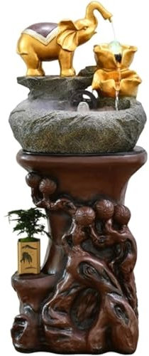 ZQNDFAC Elephant Water Fountain Circulating Water Landscape Ornaments Indoor Freestanding Fountain with Stable Base Present