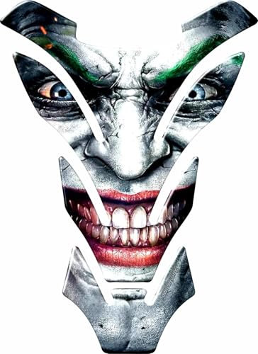 TANKPAD TANK PAD PROTEGGI SERBATOIO MOTO - ADESIVO SERBATOIO MOTO 3D COMPATIBILE CON MOTO KAWASAKI APRILIA DUCATI YAMAHA Suzuki Honda Villano Batma (tipo JokMalvagio Joker.- - 20 x 15 cm