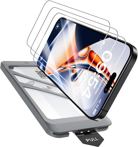 TAURI 3 Pièces Verre Trempé Pour iPhone 15 Pro 6.1 Pouces, Dépoussiérage Automatique, Dureté 9H Résistant aux Rayures, Sans Bulles, Protection écran pour iPhone 15 Pro Film