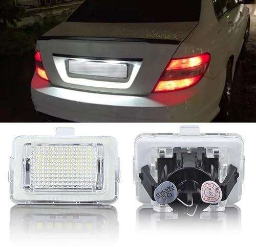 BHZNGD 18 SMD Nummernschildbeleuchtung, 2 Stück CanBus No Error Nummernschildlampen, kompatibel mit Benz W204 (5D) W212 W216 W221 W207 2012-2014, 6500 K Weiß