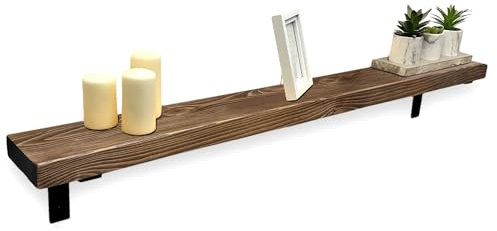 MKGT Handmade Solid Wood Radiator Shelf with Brackets | Rustic Slim Wall Shelf for Hallway Storage (Walnut, 80 cm)