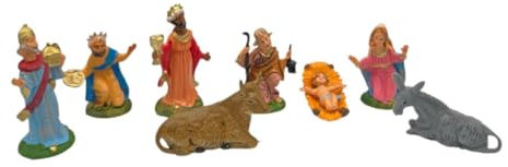 arkamii Set mit 8 Krippenfiguren, handbemalt, hergestellt in Italien (Figuren, 5 cm)