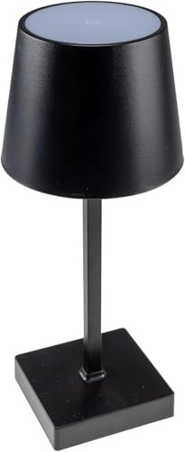 ChiliTec Akku Tischleuchte 26cm LED Dimmbar, Schwarz | Warmweißes Licht, USB-C aufladbar, Touch Schalter, Kabellos
