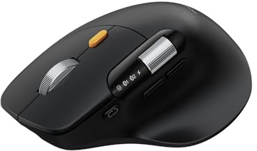 ProtoArc Mouse Ergonomico con Scorrimento Veloce, EM25 Mouse Wireless Bluetooth(2.4G+BT+BT), Scorrimento Laterale, Pulsante Personalizzabile, Ricaricabile, 8K DPI, per Windows/Mac/Android - Nero