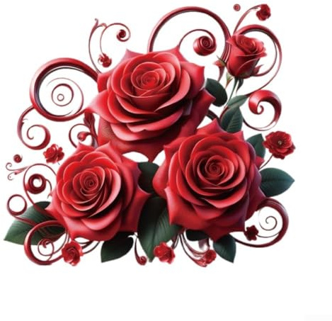 ComfyHarbor Wandsticker mit roten Rosen, aus wasserdichtem und PVC-Material, abnehmbares Design für Heimdekoration, 4 Stück