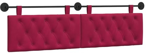 vidaXL Hängendes Kopfteil Weinrot Samt, Schlafzimmer, modernes Wand-Kopfteil, rechteckig mit Samtbezug, gesteppt, Holzwerkstoff, platzsparende Dekoration