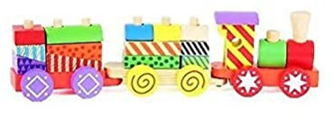 Van Manen 2Play Wood Holzzug mit Wagons, Holzspielzeug, Holzeisenbahn mit bunten Bauklötzen, Spielzeug für Kinder, 610063, Mehrfarbig