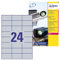 AVERY Zweckform L6133-20 Typenschild Folienetiketten (480 Aufkleber, 70x37mm auf A4, stark selbstklebend, strapazierfähig, wetterfest, bedruckbare Klebefolie, blanko) 20 Blatt, silber