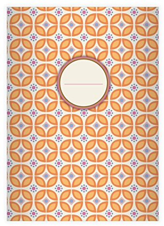 Kartenkaufrausch 2 Coole 70er Jahre Blumen DIN A5 Schulhefte, Schreibhefte mit Blüten Muster in orange Lineatur 6 (blanko Heft)