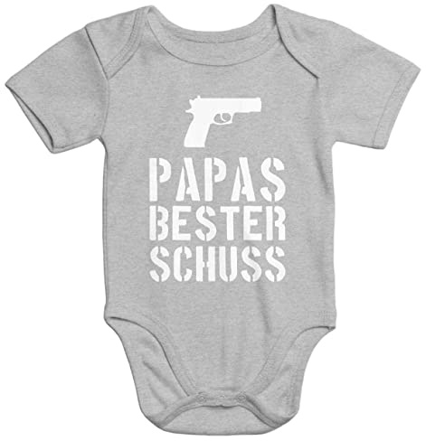MoonWorks Papas bester Schuß Baby Body grau 0-3 Monate
