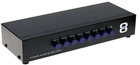 LEAGY Commutatore AV a 8 vie Commutatore RCA 8 in 1 Uscita Video Composito Selettore Audio Box per Console di Gioco DVD STB