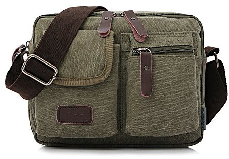 Collsants Kleine Vintage Canvas Crossbody börse Reise Schultertasche Messenger Bag, armee-grün (Grün) - CS091-army green