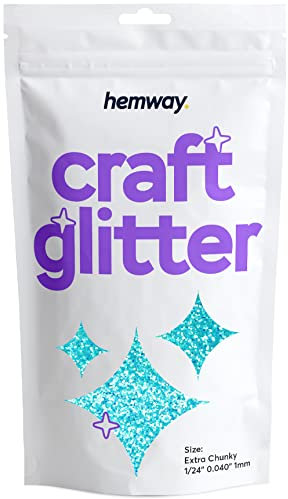 Hemway Craft Glitter - Baby Blue Iridescent | Extra Chunky Metallic Sequin Flakes for Resin & Epoxy Crafts | Supplies for Tumblers, Cards, Jewellery, Candle, Hair, Face, Body & Nail Art | 100 g