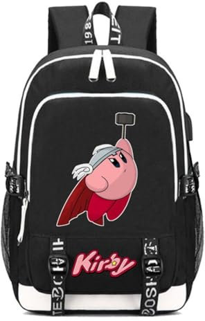 WANHONGYUE Kirby Spiel Backpack Schultasche Laptop-Rucksack mit USB-Ladeanschluss und Kopfhöreranschluss /2