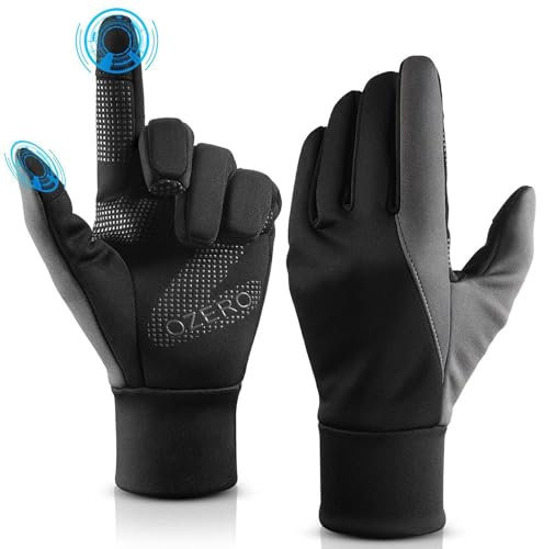 OZERO Warm Winter Gloves: Anti Slip Touchscreen Gloves Waterproof and Windproof Thermal Cycling Glove Cold Weather Running Gloves for Men Women Outdoor Walking Biking Driving - Black (M)