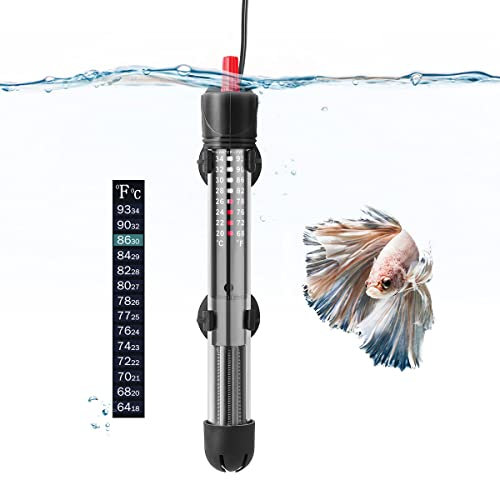 HITOP HP-608 Submersible Aquarium Heater 25W 50W With Thermometer and Extra Sucker Cup (25W)