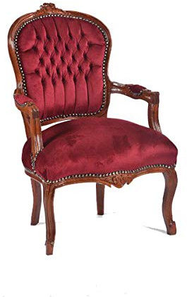 arterameeferro Barock Sessel Luis Holz braun Stoff rot