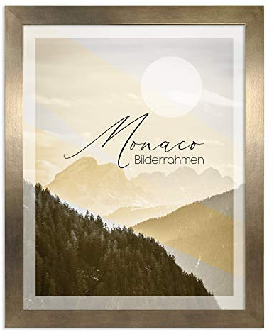 BIRAPA Monaco Bilderrahmen 20x30 cm Bronze - Bilderrahmen Metall Optik, Alu Gebürstet Rahmen, Posterrahmen, Wechselrahmen