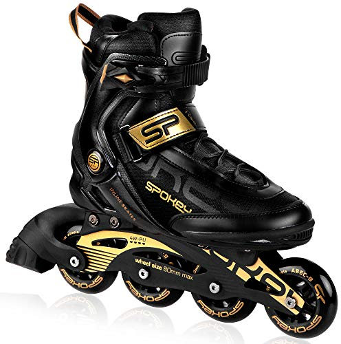 Spokey Prime PRO Inline Skates für Erwachsene bis max. Gewicht 100 kg| Alu-Schienen, Kugellager ABEC-9 Carbon, PU Rolle 82 A, Rollengröße: Ø 80 mm, anatomische Innensohle, Heelock