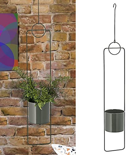 Cepewa Pflanztopf Blumentopf Blumenampel zum Hängen mit Haken Gold oder grau (1 x Pflanztopf grau)