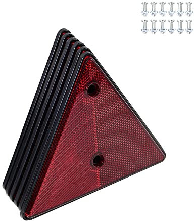 Feuunly 6 Stck Rot Reflektor Dreiecke, Rückstrahler ​Dreieck Rot Für Anhänger, Schraube Befestigung Katzenaugen Reflektor Dreiecke, Für LKW PKW RV Anhänger Dreiecke Reflektor (6 Stck)