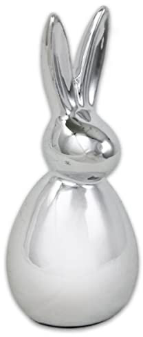 n.v. Hase Porzellan Silber glänzend Osterdekoration Ostern 6x6x14cm