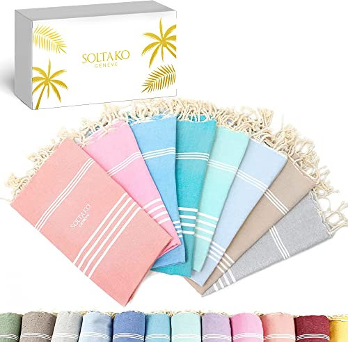 SOLTAKO Fouta Bali Premium, 8er Set, M/A/K/P/P/G/H, 100/200cm