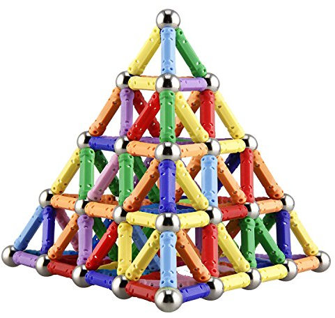 Ocensmice Magnetische Bausteine Pädagogische Bauklötze Set, 160PCS Magnetische BAU Spielzeug Blöcke Lernspielzeug für Kinder, Ungiftiges Spielzeug 3D-Puzzle mit Aufbewahrungstasche, Ab 6 Jahren