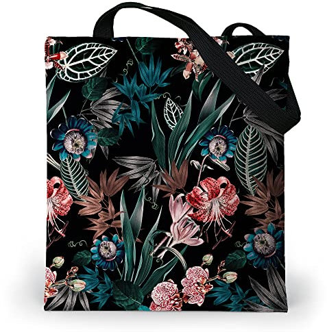 Loxato Tote Bag mit Reißverschluss - Schultertasche Damen mit Reißverschluss - Wasserdichtes Oxford-Gewebe - Stofftasche Bedruckt - Umhängetasche Groß B37 H42 cm - Beuteltasche Damen