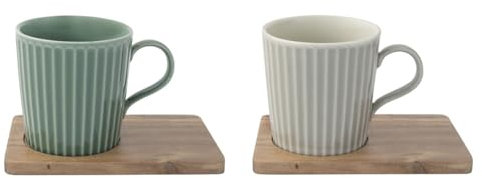 Easy Life Set mit 2 Tassen, 38 cl, Porzellan, mit Untertasse, ACCACIA TAKE A BREAK