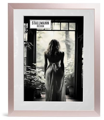 Stallmann Design Bilderrahmen mit Passepartout 30x40 cm (Bild 20x30) | Farbe: Rosa pastell | 30 mm starke Rahmenleiste